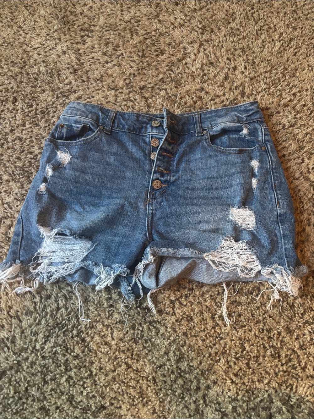 Women's Distressed Blue Denim Cutoff Shorts